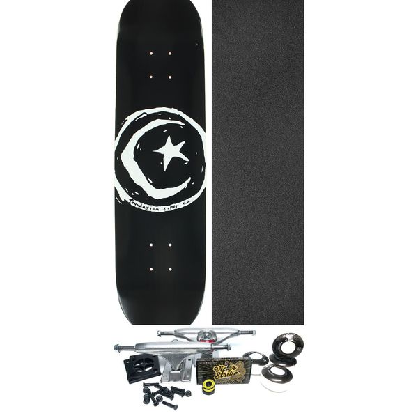 Foundation Skateboards Star and Moon Black Skateboard Deck - 8" x 31.625" - Complete Skateboard Bundle